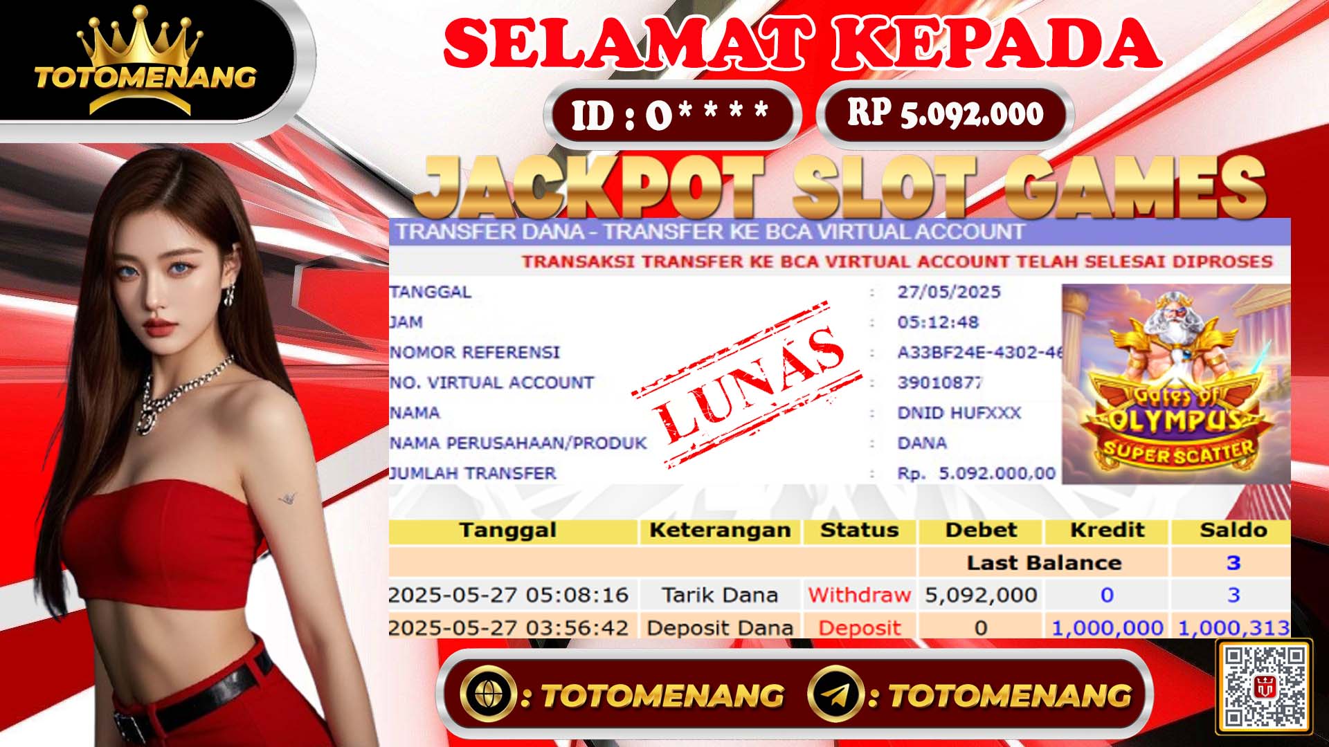 bukti jackpot TOTOMENANG 2025