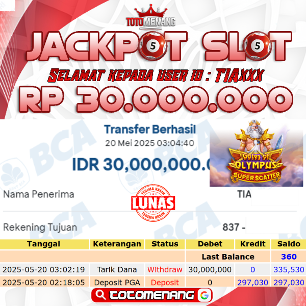 Bukti Jackpot TOTOMENANG