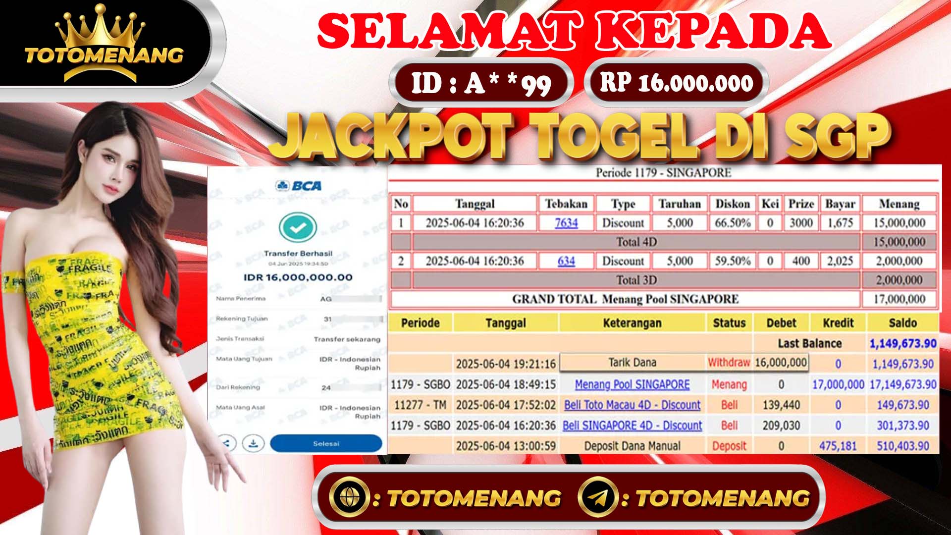 JACKPOT TOGEL SINGAPORE MEMBER TOTOMENANG