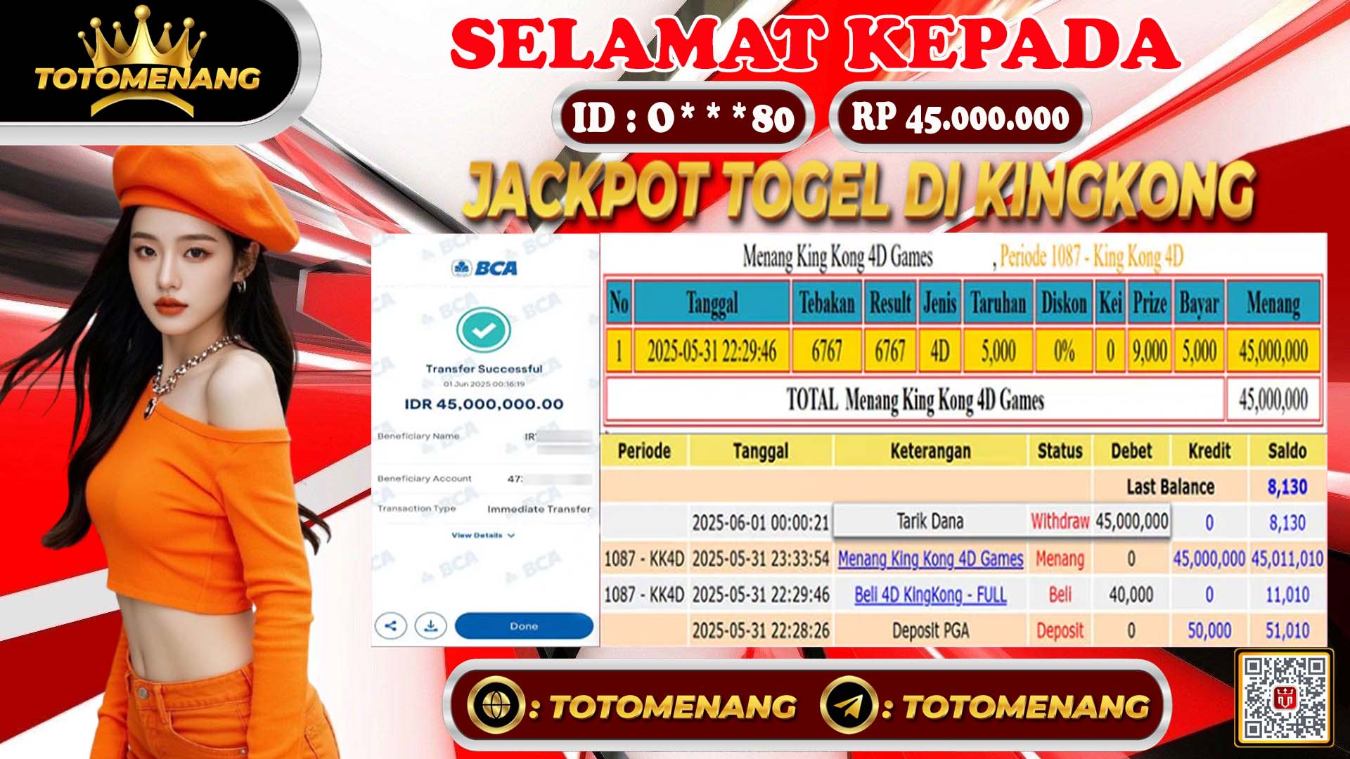 bukti pembayaran jackpot togel kingkong member TOTOMENANG